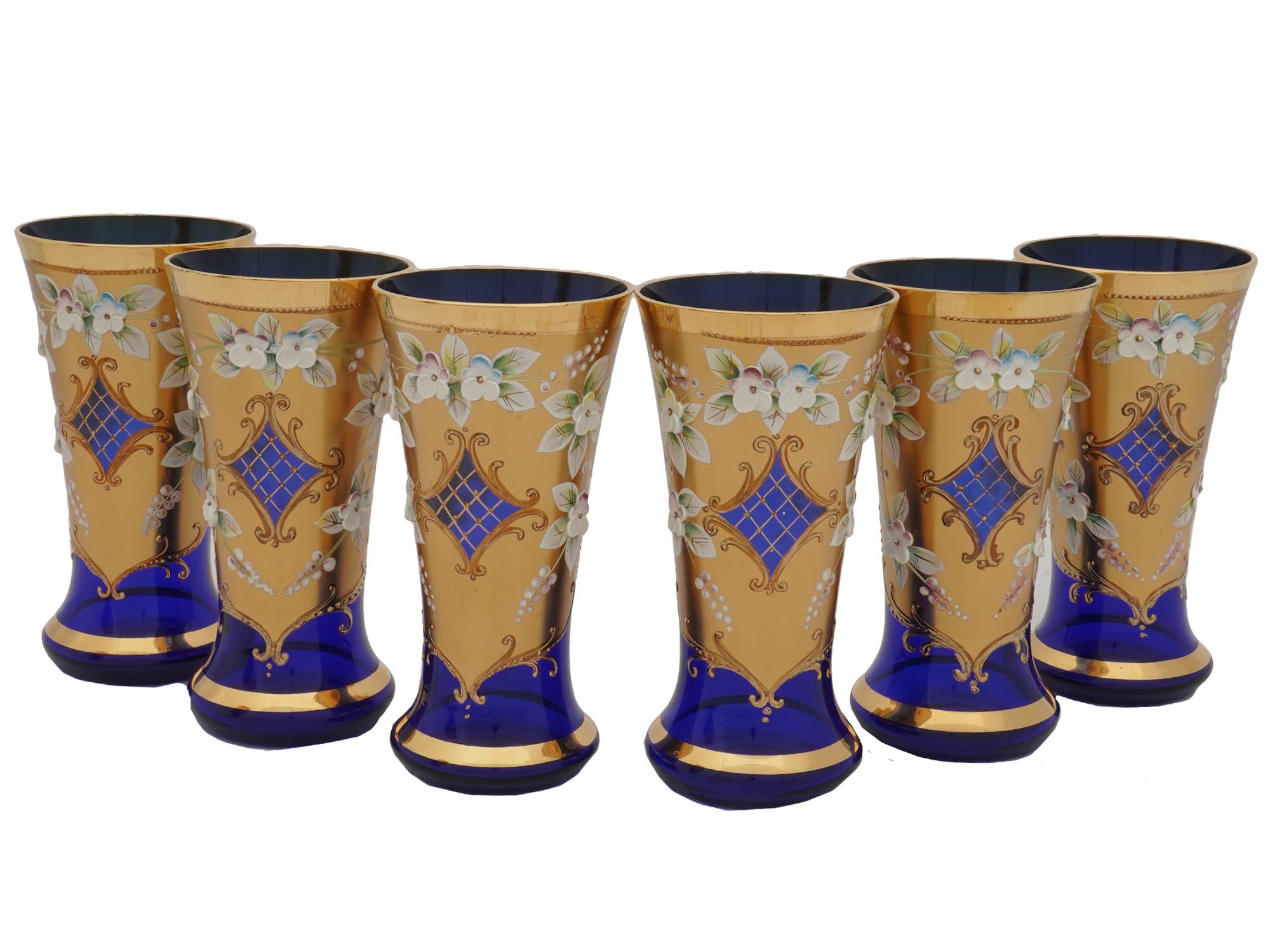 MID 20TH C CZECH BOHEMIAN COBALT GOLD GLASSWARE PIC-1